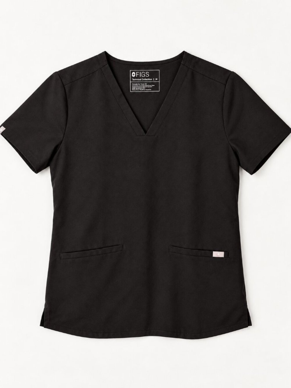 Figs Catarina Scrub Top Black Medium Women's V Neck